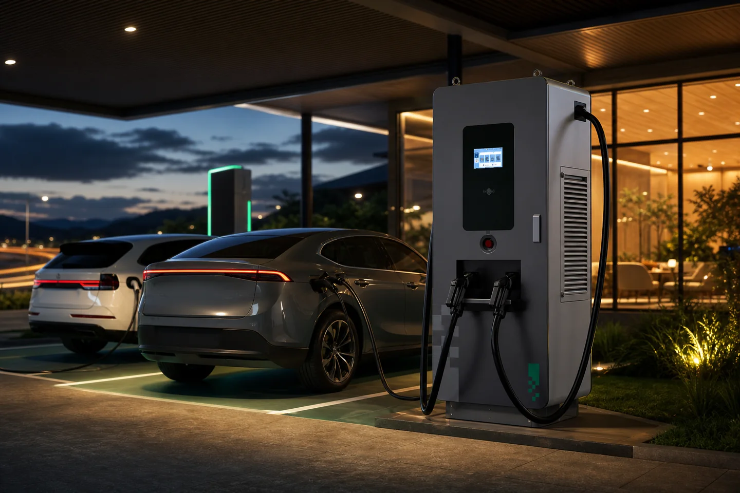 Carregador rápido BENY DC 120 kW em eletroposto premium