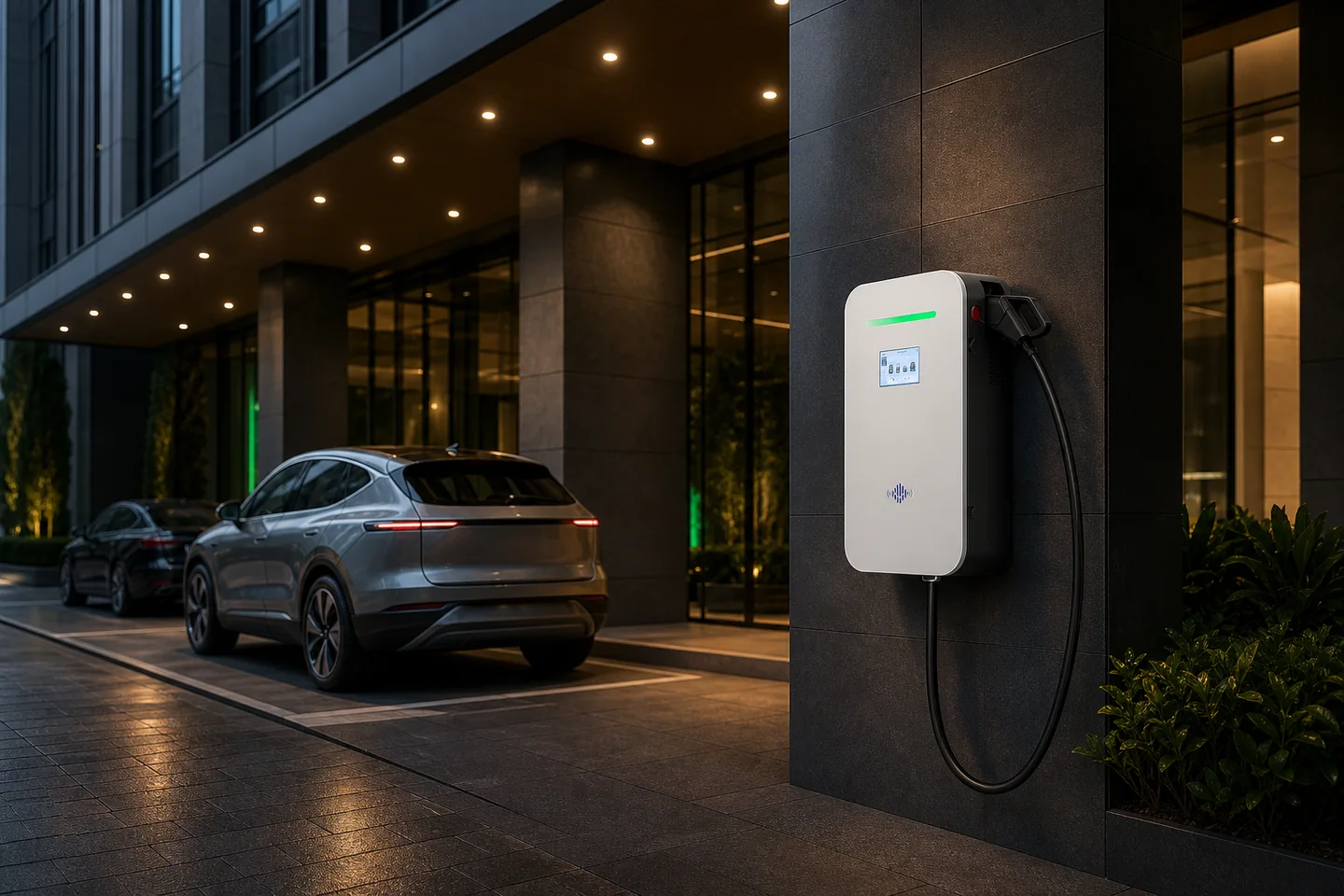 Carregador rápido BENY DC 40 kW instalado em um ponto de recarga premium